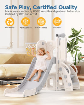 Babytronic Toddler Slide used outdoors in backyard for weather friendly play