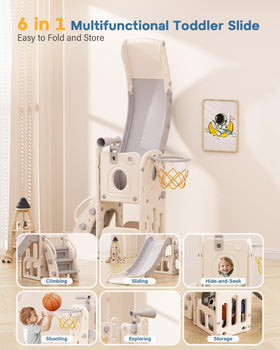 Babytronic Toddler Slide shows built in storage for balls and toys