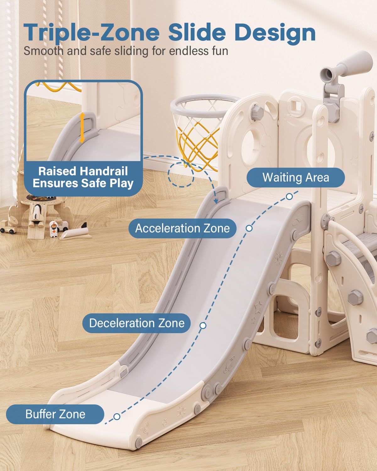 Babytronic Toddler Slide features telescope for imaginative exploration during play