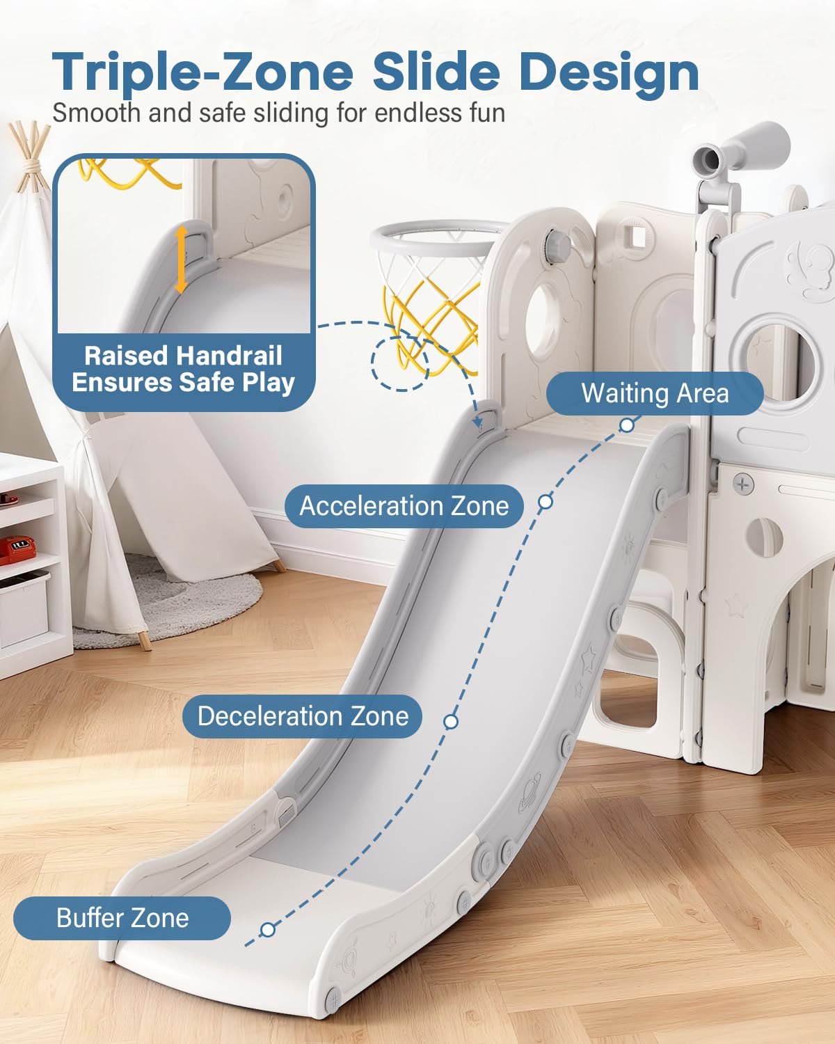 Babytronic slide tunnel encourages imaginative crawl-through play