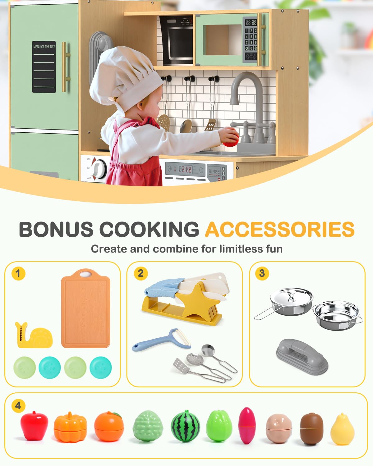 Babytronic microwave door detail adds interactive play and fine motor practice.