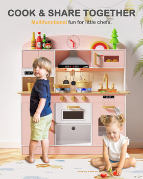 Babytronic wooden play kitchen oven and microwave for realistic pretend meals