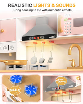 Babytronic wooden play kitchen range hood adds authentic lighting and sounds