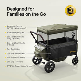 BabyVista stroller wagon with cup holders and organizer bag for essentials.