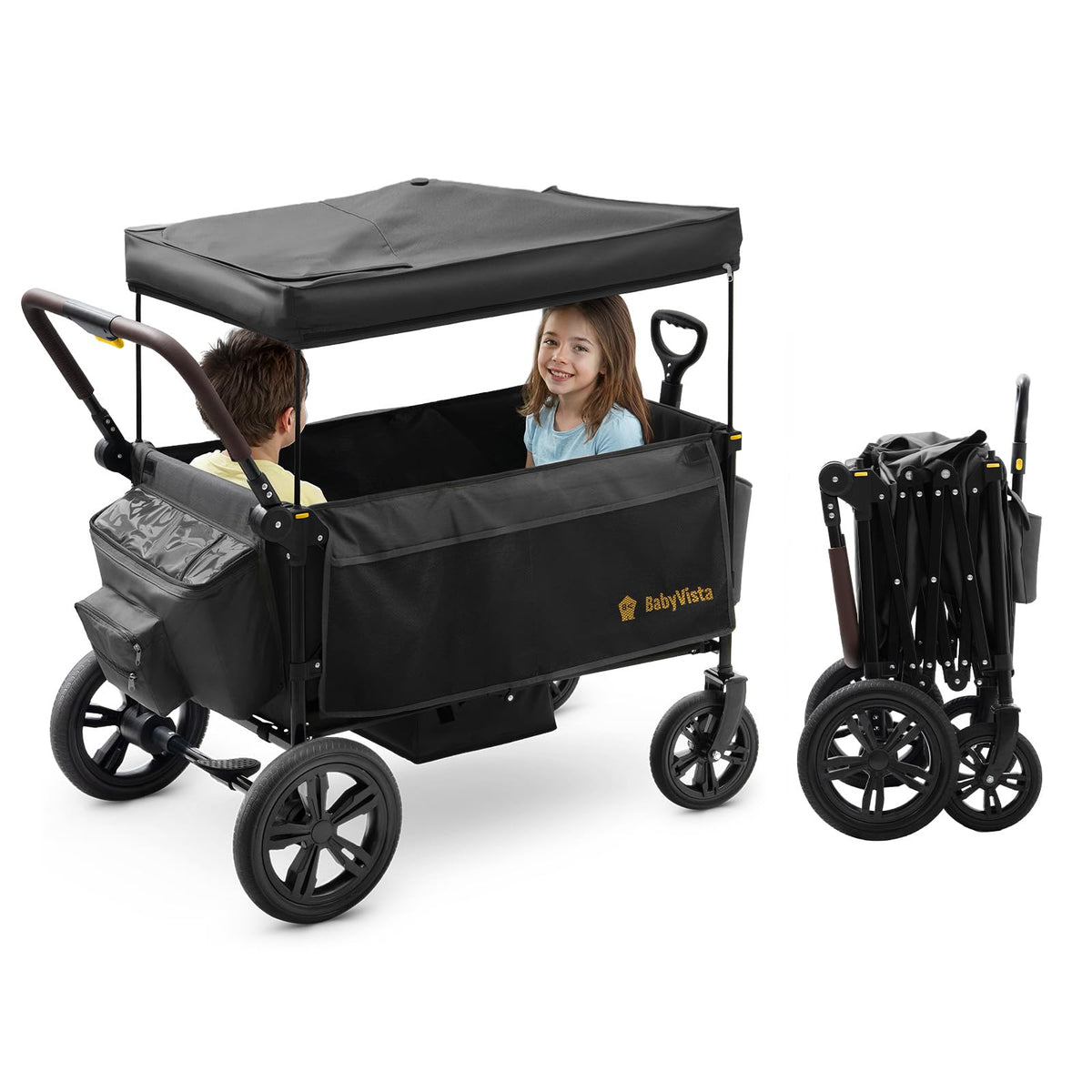 BabyVista stroller wagon one-handed height-adjustable handle for easy control