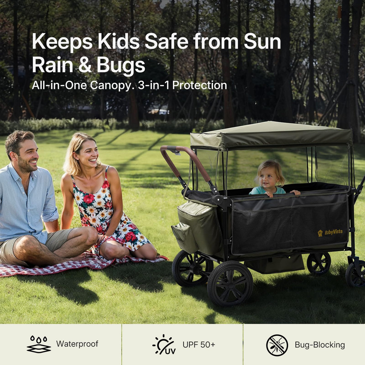 BabyVista sit-to-lay-flat mode with drop-down footwell for comfort.