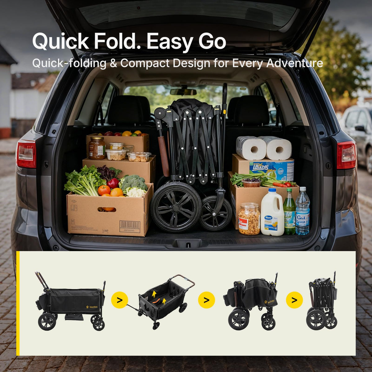 BabyVista stroller wagon durable design supports two kids up to 300 lbs