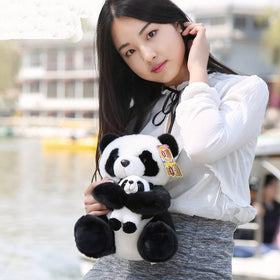 Backlood Toys mum and baby panda pair, sewn together for lasting companionship.