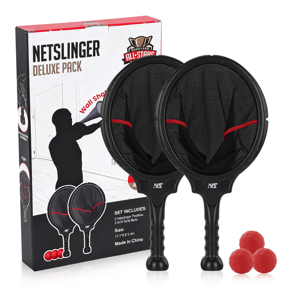 Backyard All-Stars Slingshot Scoop Rackets enable fast-paced play indoors or outdoors.