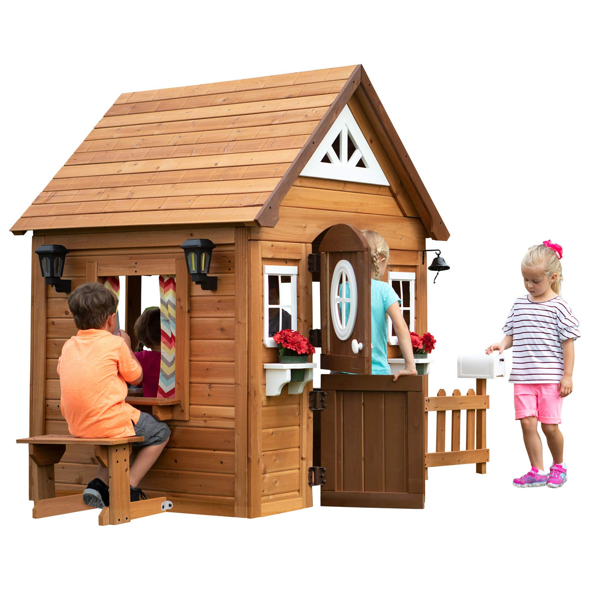 Backyard Discovery Aspen Dutch door opening to bright outdoor play