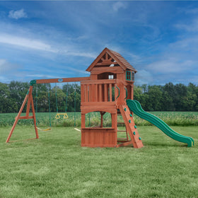 Backyard Discovery Atlantis cedar wood construction offers natural durability.