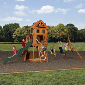 Backyard Discovery Atlantis upper clubhouse with bay windows inspires imaginative play.