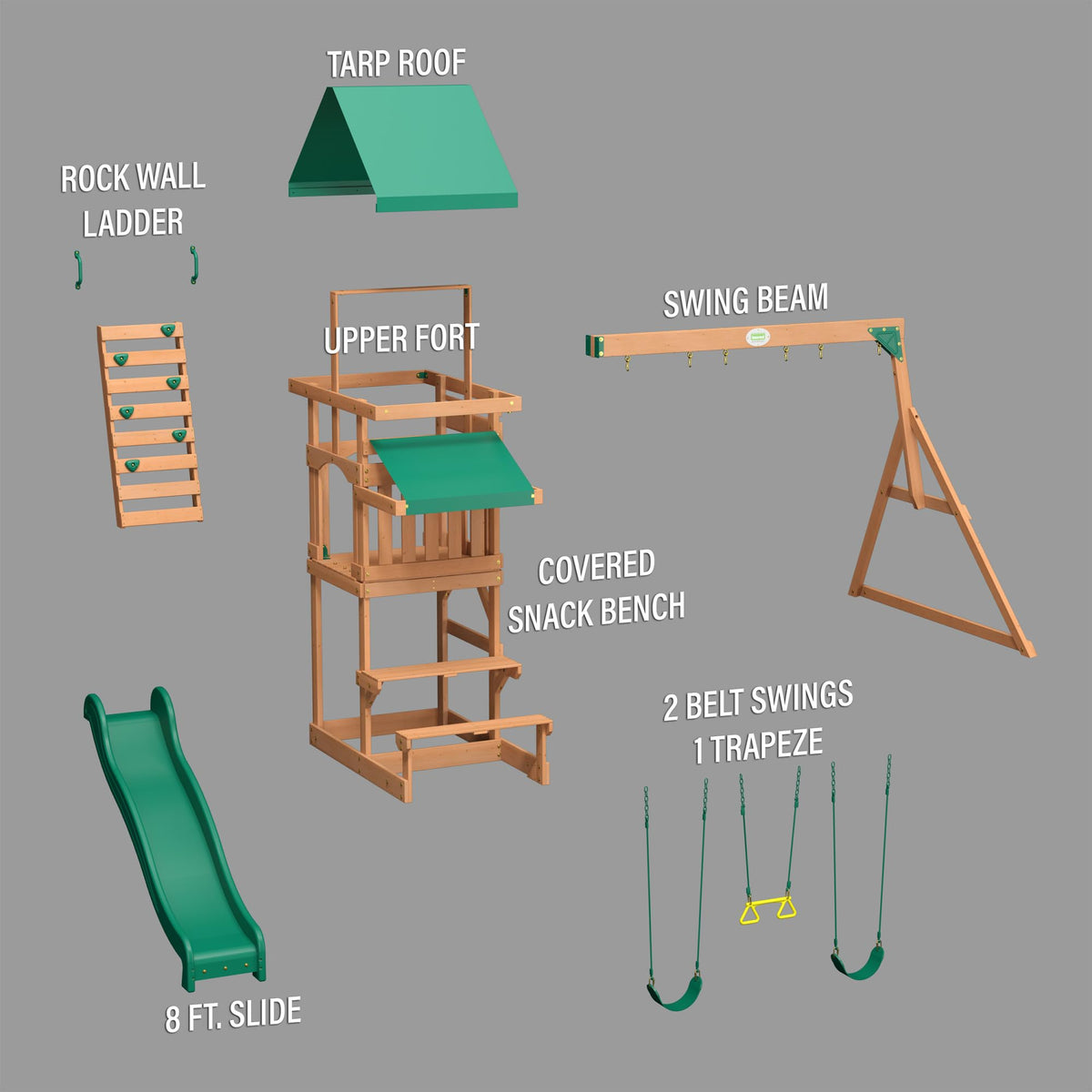 Backyard Discovery Belmont Swing Set lower play area for sandbox fun