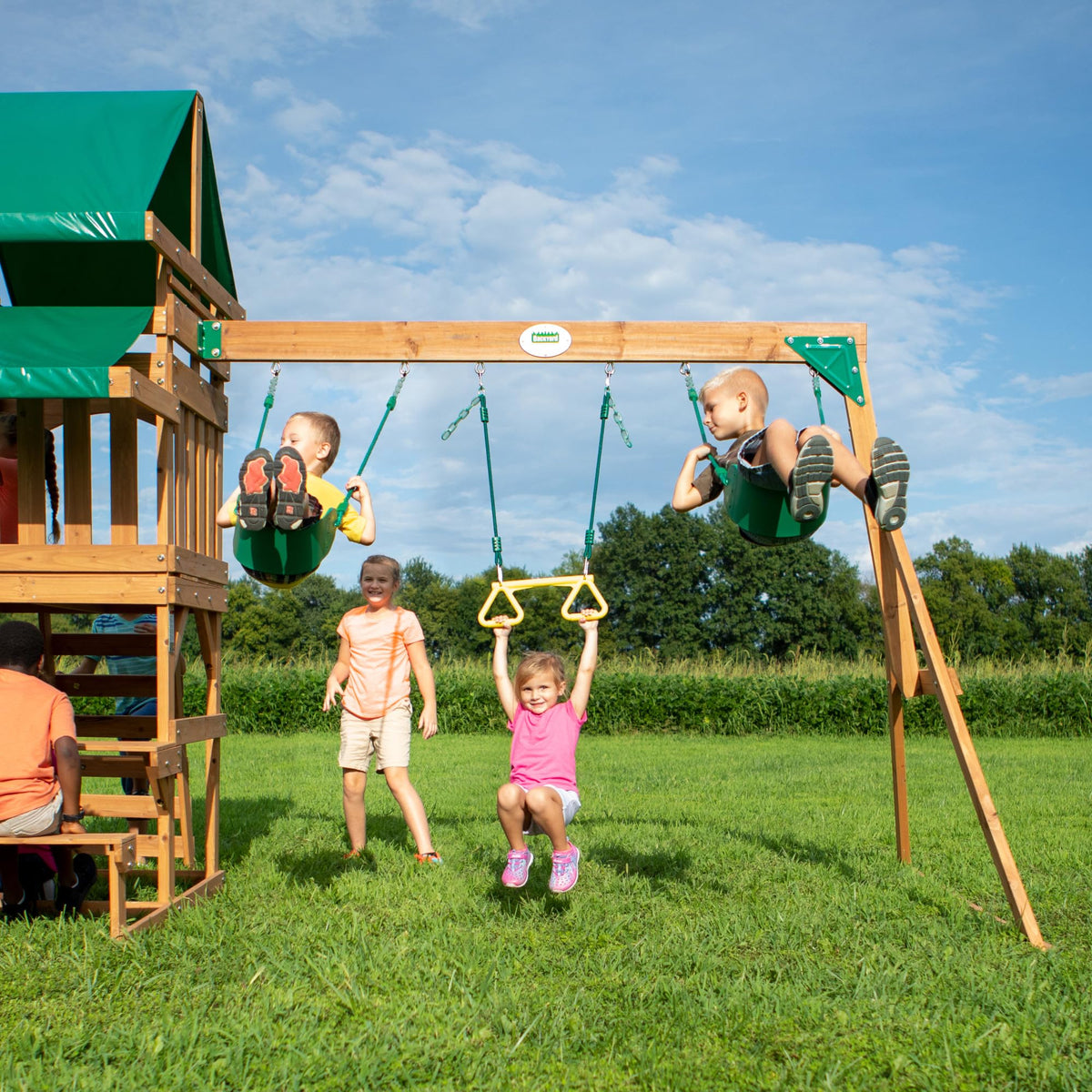 Backyard Discovery Belmont Swing Set belt swings for multi-child fun