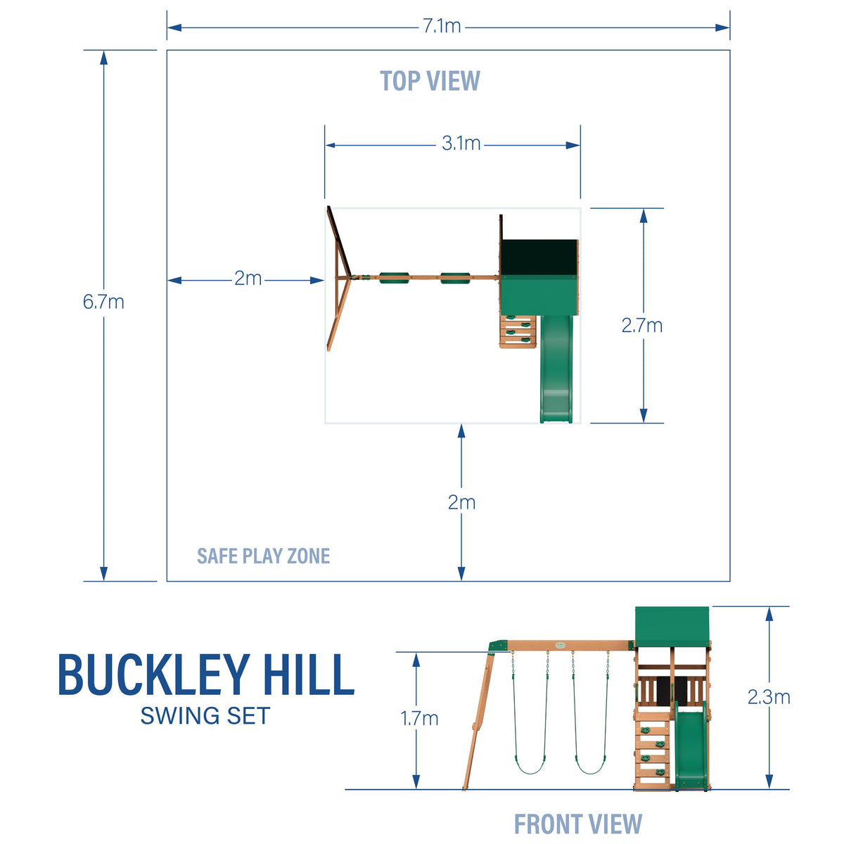 Backyard Discovery Buckley Hill lower space suitable for sand or storage
