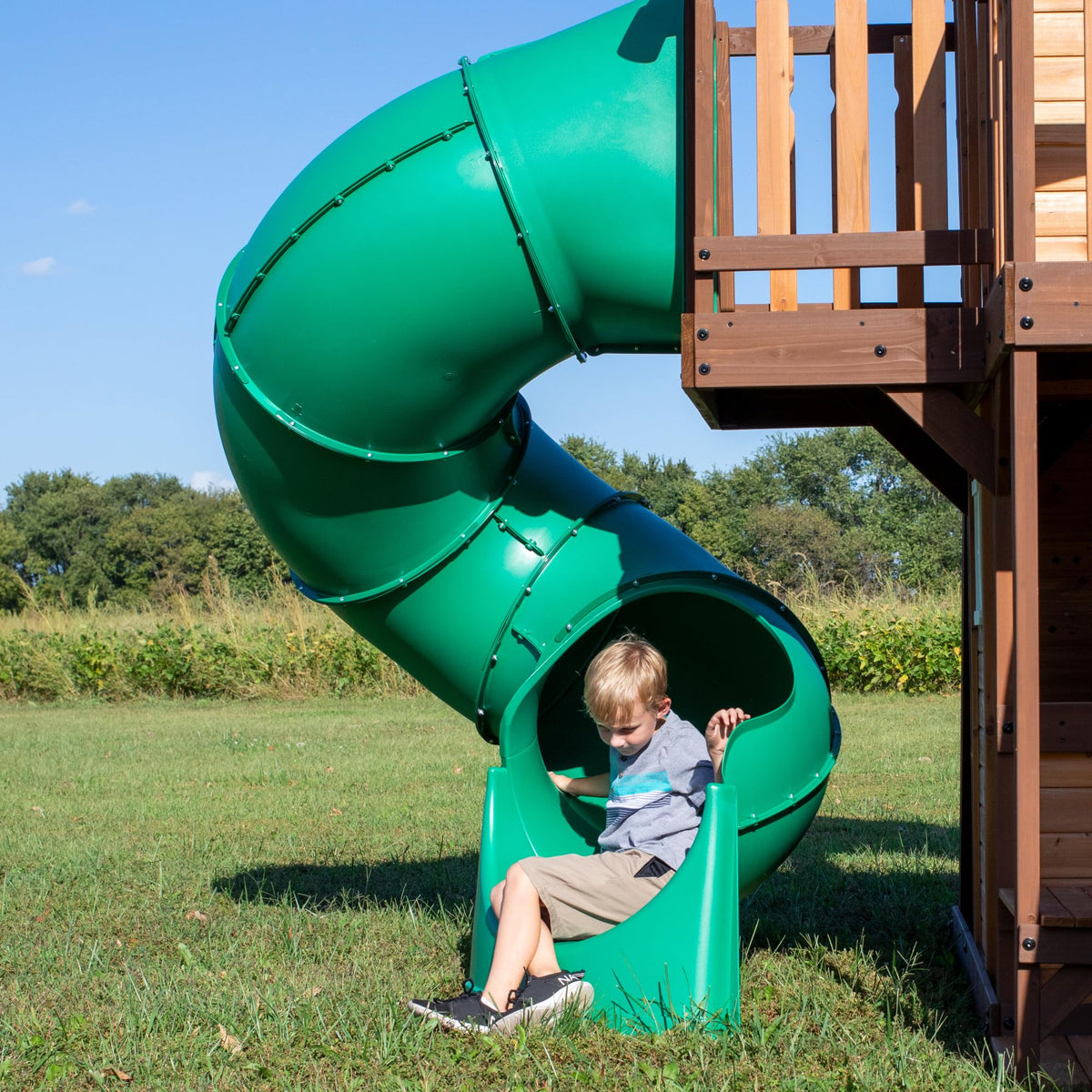 Backyard Discovery Cedar Cove 10-foot wave slide for fast, fun descents