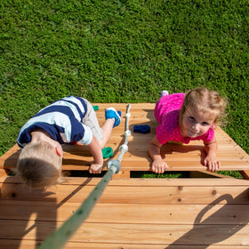Elevated deck with toy telescope on Mount McKinley playset