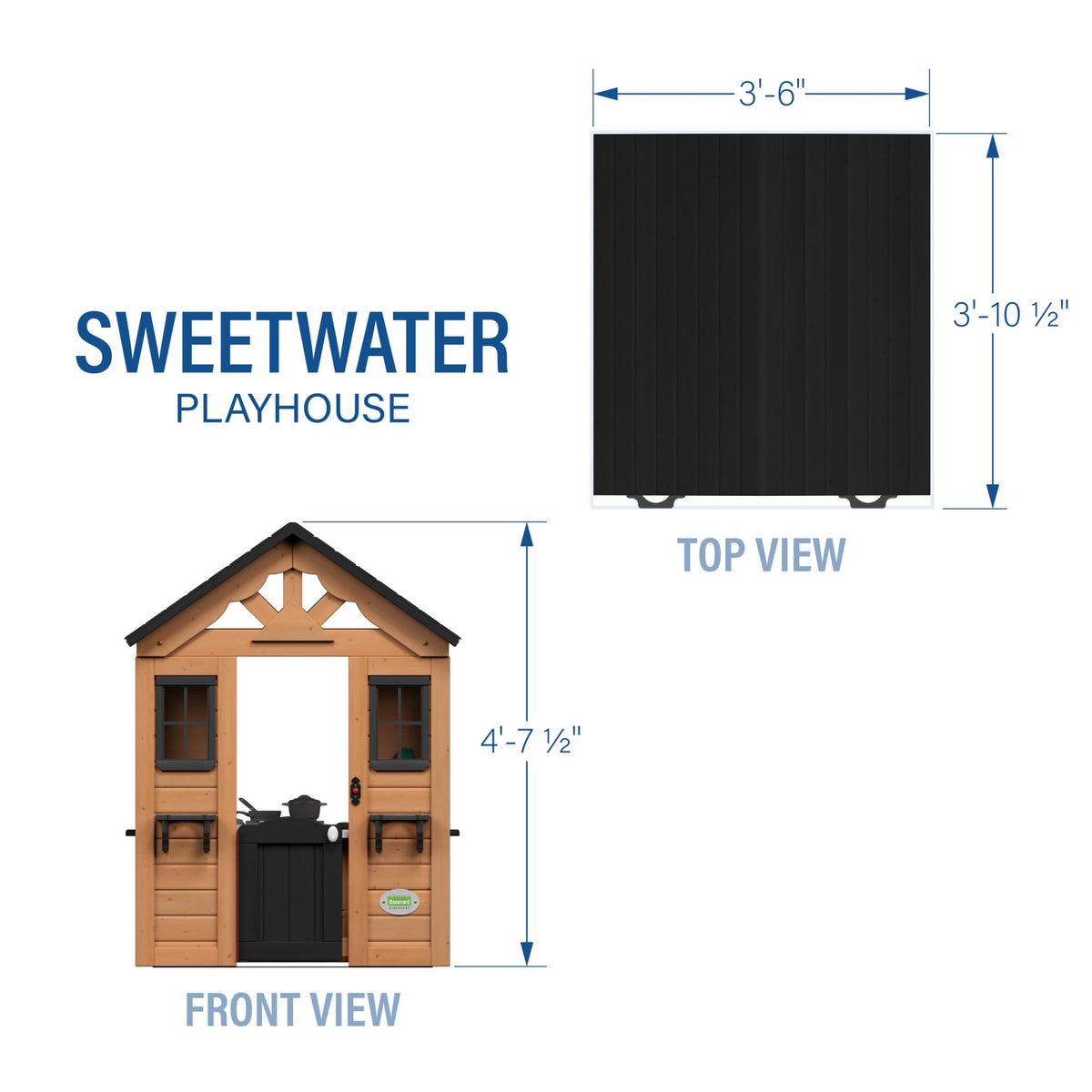 Backyard Discovery Sweetwater snack bar window serves pretend snacks during tea parties.