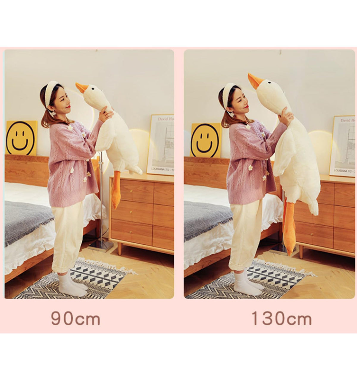 Bacmaze Goose Plush bedroom decor display, white and inviting.