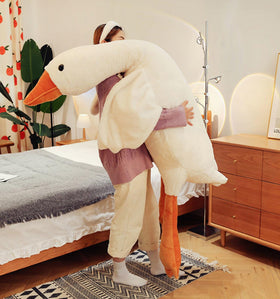 Bacmaze Goose Plush full-body design in white, ideal for snuggling.