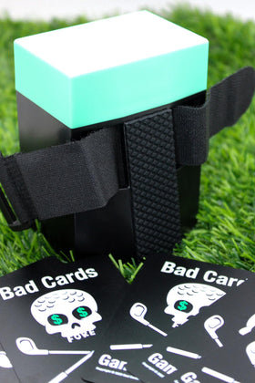 Bad Cards Fore Gambling Golfers golf-cart strap for quick on-course access