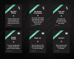 Bad Cards Fore Gambling Golfers on-course betting setup fits any round