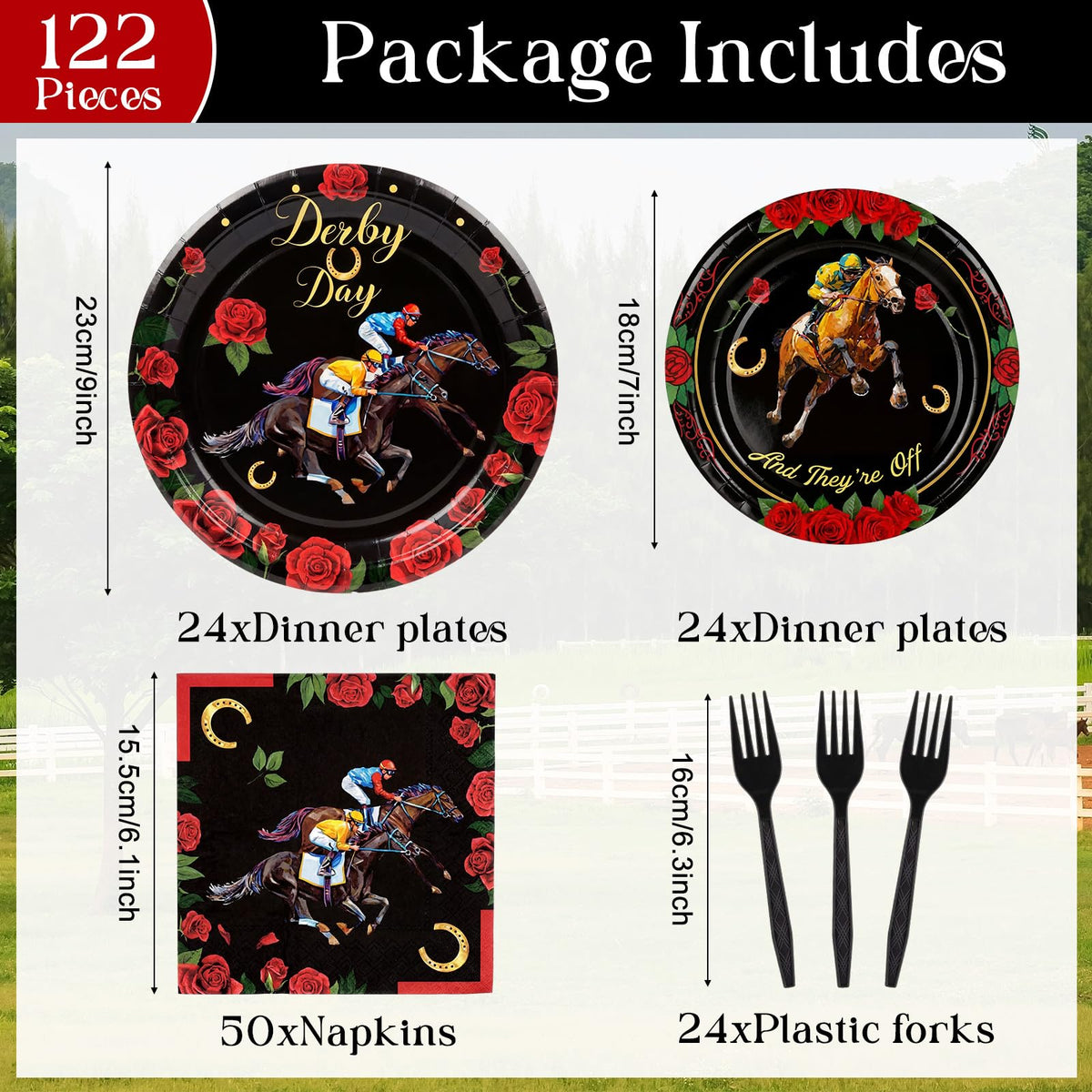 Baderke Derby Day 7-inch plates for compact party portions.