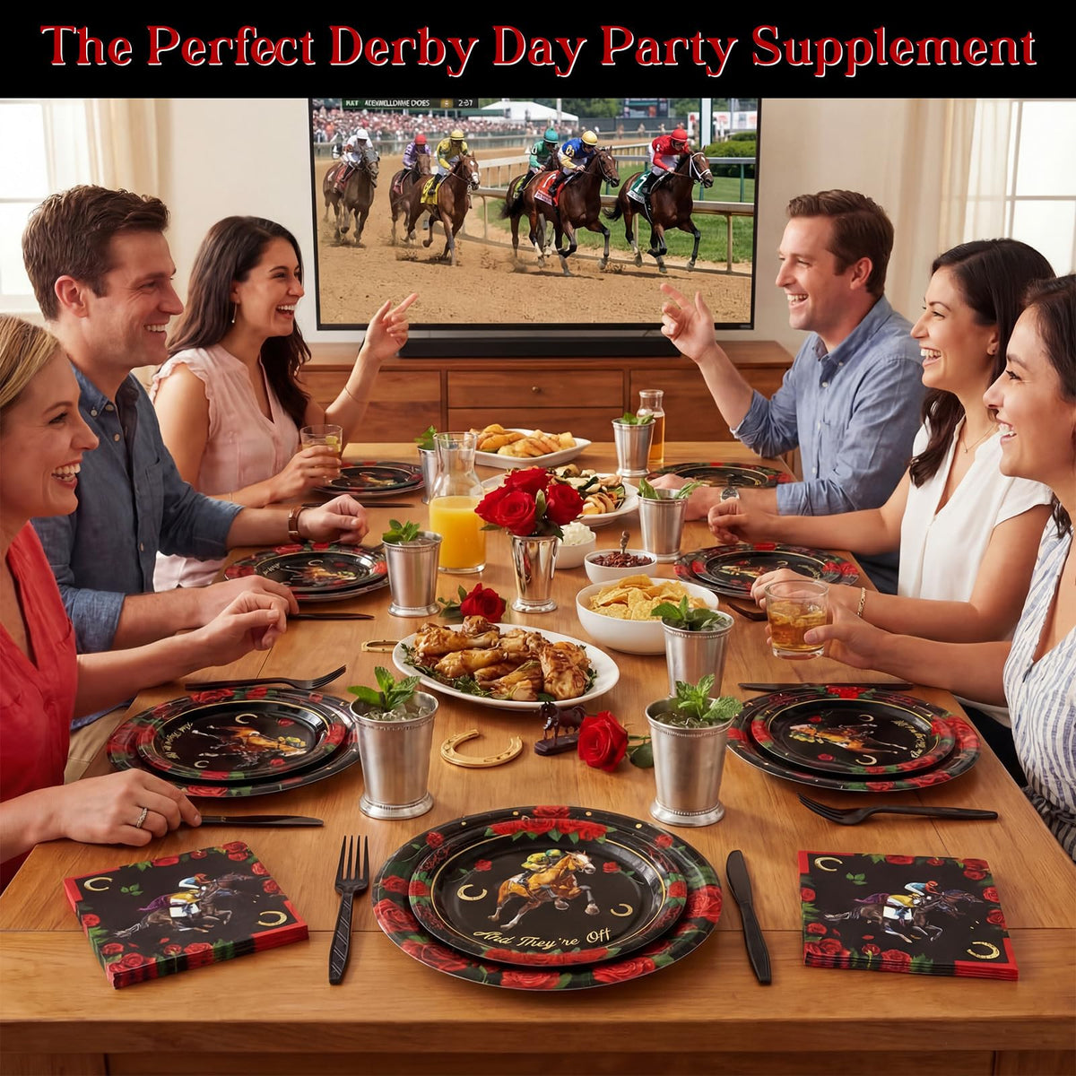 Baderke Derby décor with red roses for festive vibe.