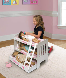 Badger Basket bunk bed and trundle dimensions help plan a doll room layout.