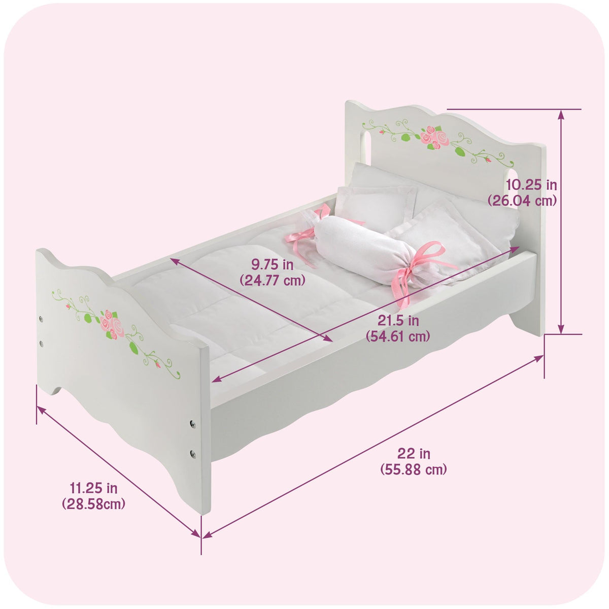 Badger Basket padded bedding creates a cozy resting spot for dolls.
