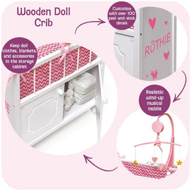 Badger Basket doll bed storage cabinet keeps outfits organized
