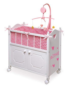 Badger Basket white with pink chevron fabric adds playful style
