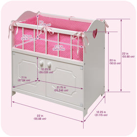 Badger Basket crib doors with magnets keep the cabinet securely closed.