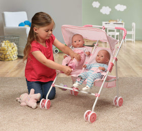 Badger Basket stroller with smooth-rolling wheels for indoor use