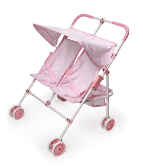 Badger Basket double doll stroller folding design for easy storage and quick setup