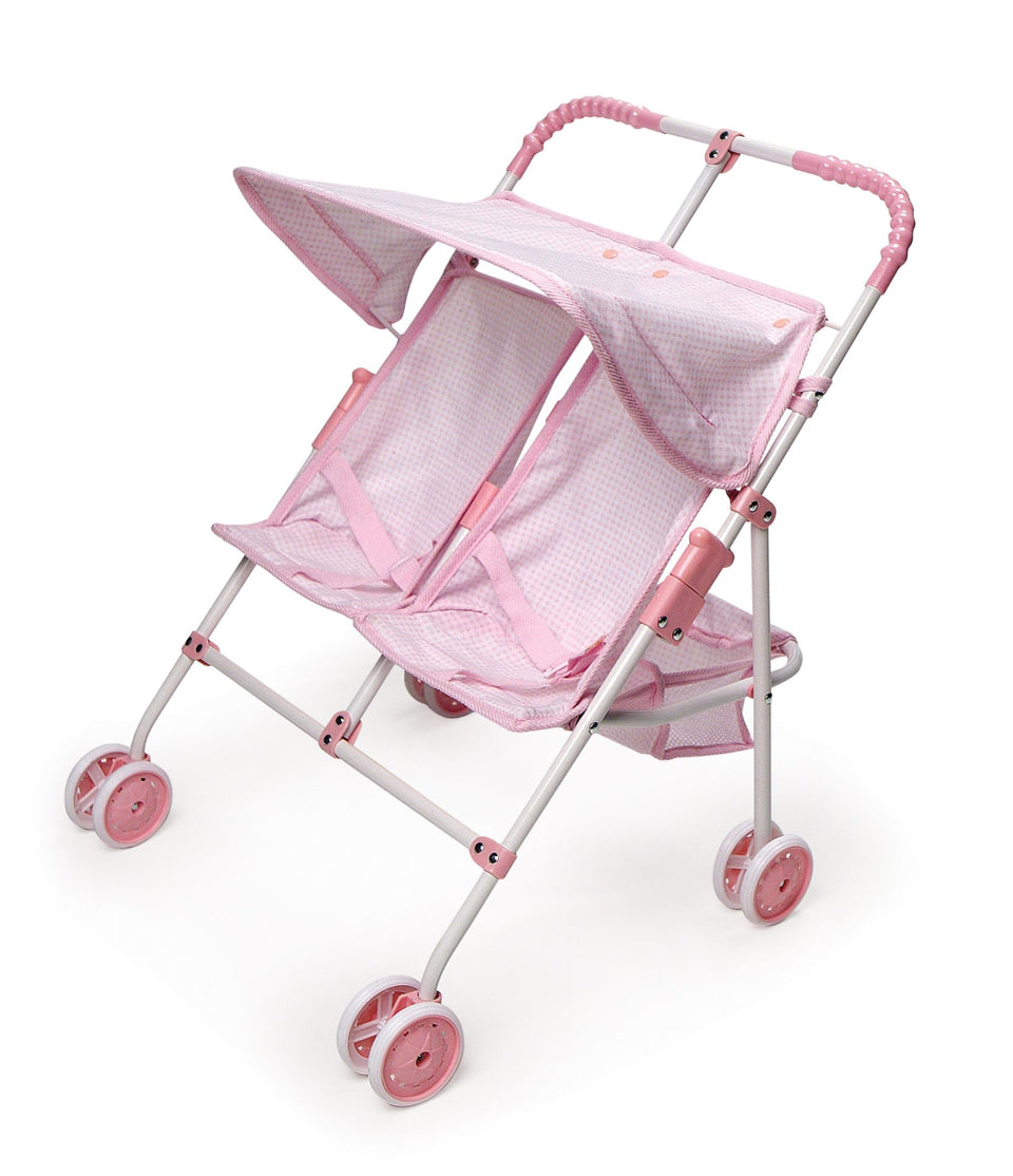 Badger Basket double doll stroller folding design for easy storage and quick setup