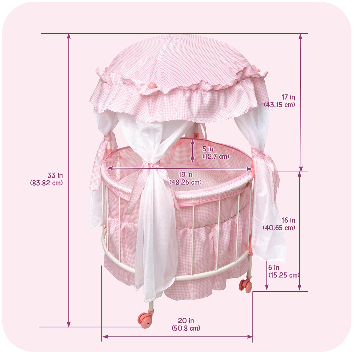 Badger Basket Pavilion pink finish enhances doll room aesthetics