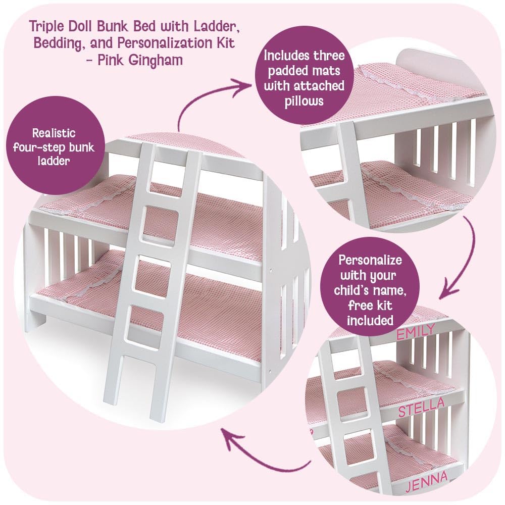 Ladder added to Badger Basket bunk bed for easy access to top bunks.