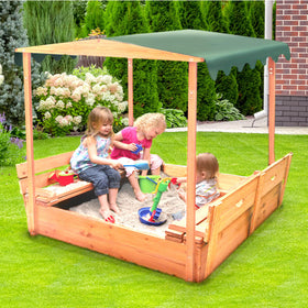 Badger Basket UV shade canopy protects kids from sun while they dig.
