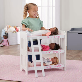 White glossy frame of the Badger Basket bunk bed for dolls up to 20 inches.