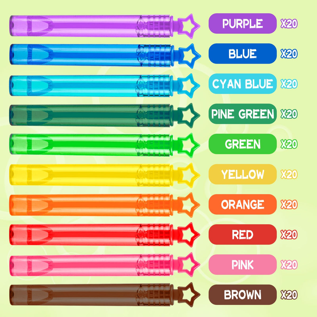 Baegzgx bubble wands close-up displaying vibrant rainbow colors for gifting.