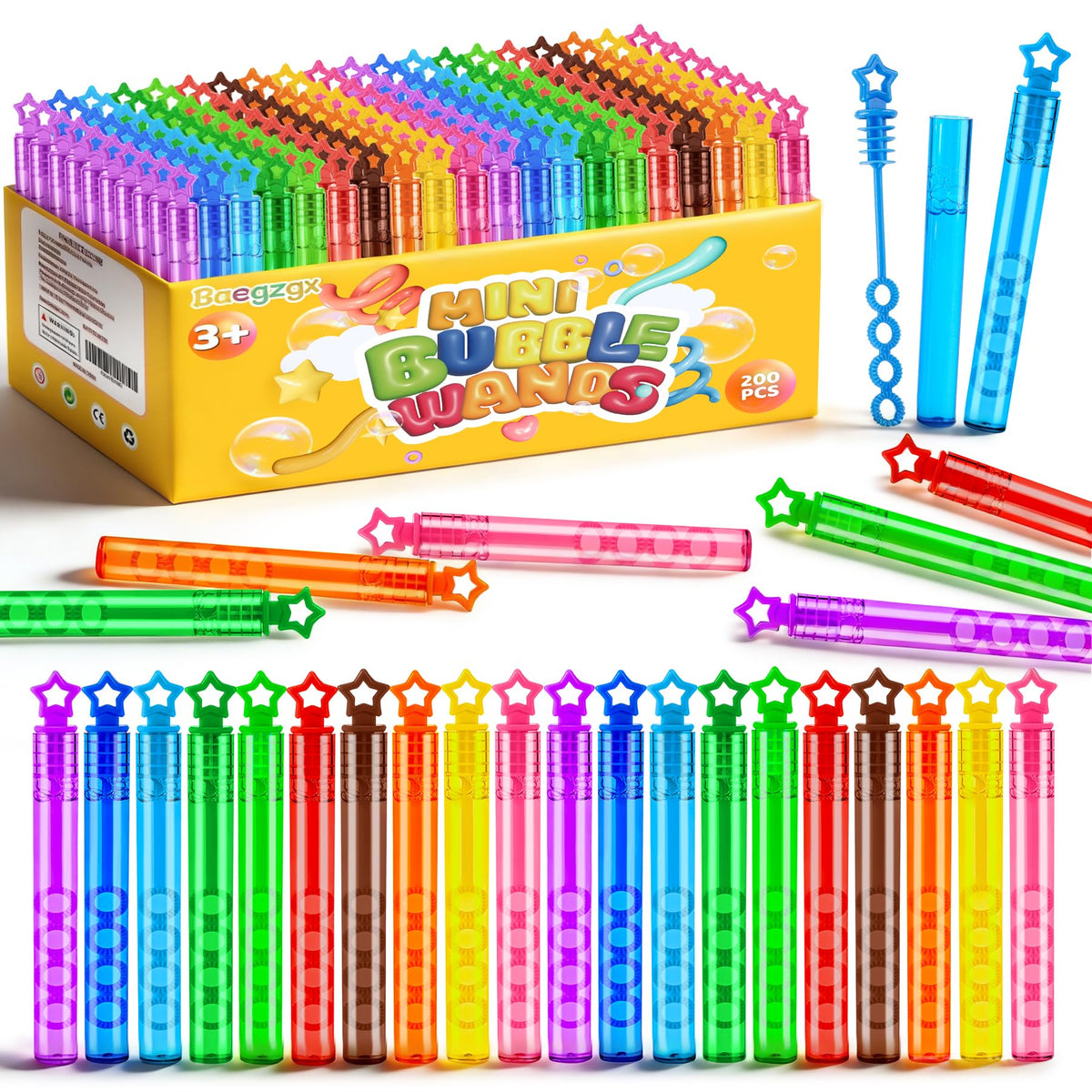 Baegzgx mini bubble wands with star pattern for kids' party favors and outdoor play.