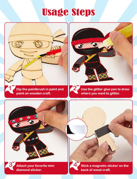 Bafeil glitter glue pens adding sparkling effects to DIY ninja magnets