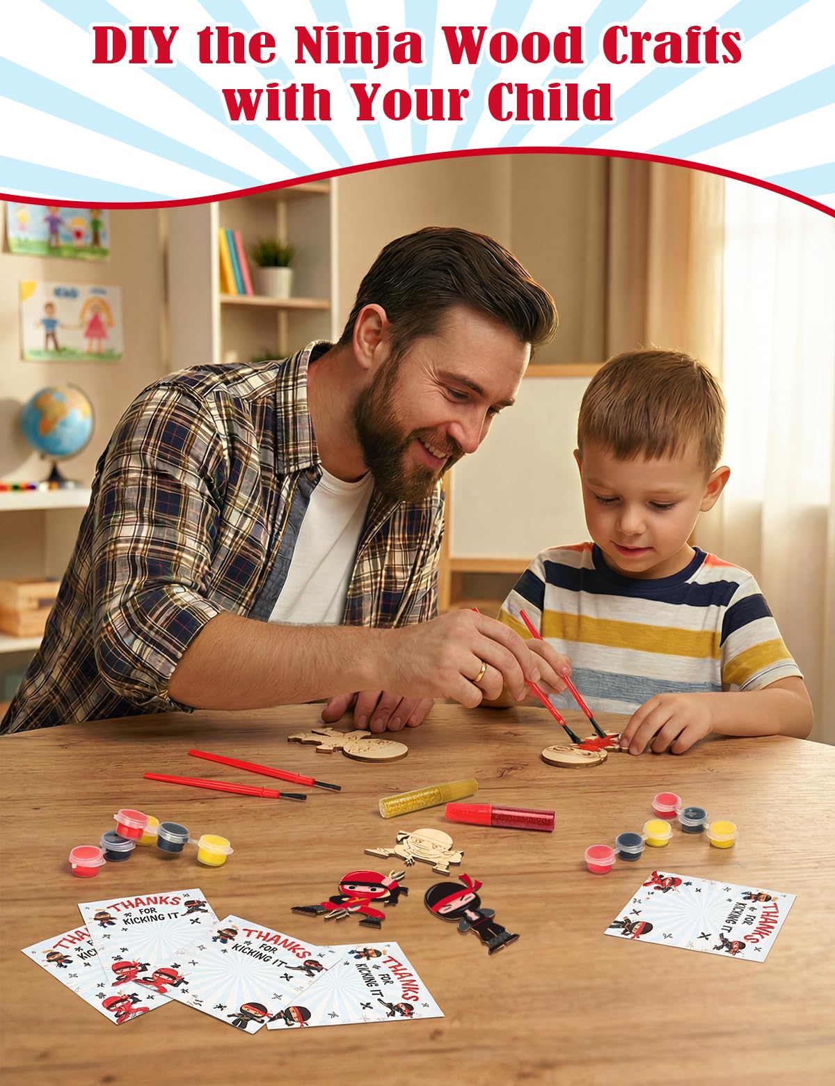 Bafeil ninja cards included for coordinating party crafts