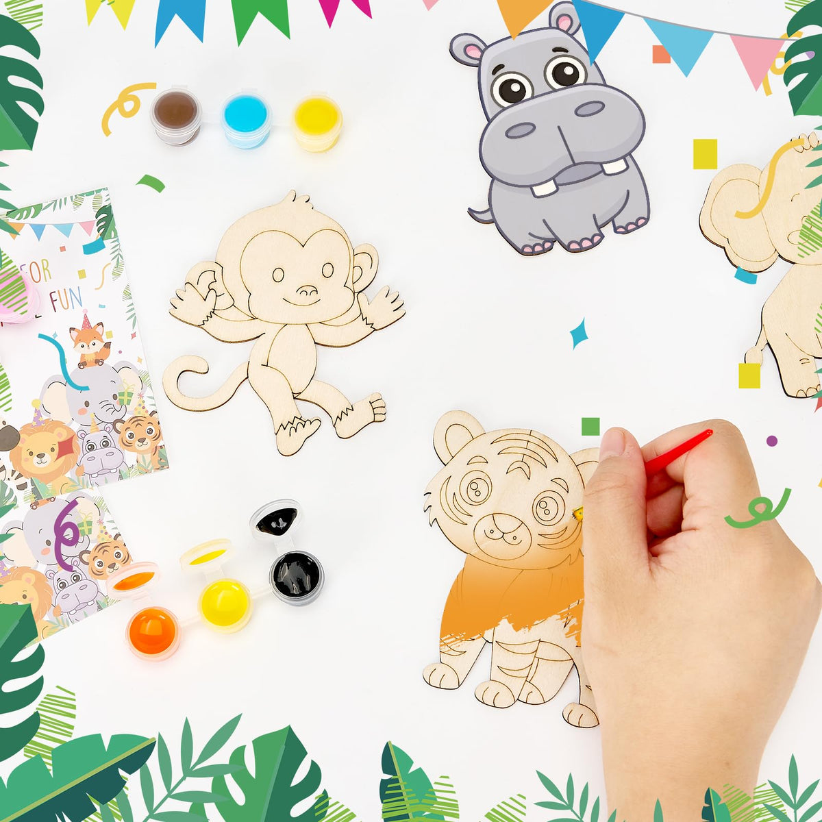 Bafeil Safari wooden monkey cutout for engaging arts and crafts.