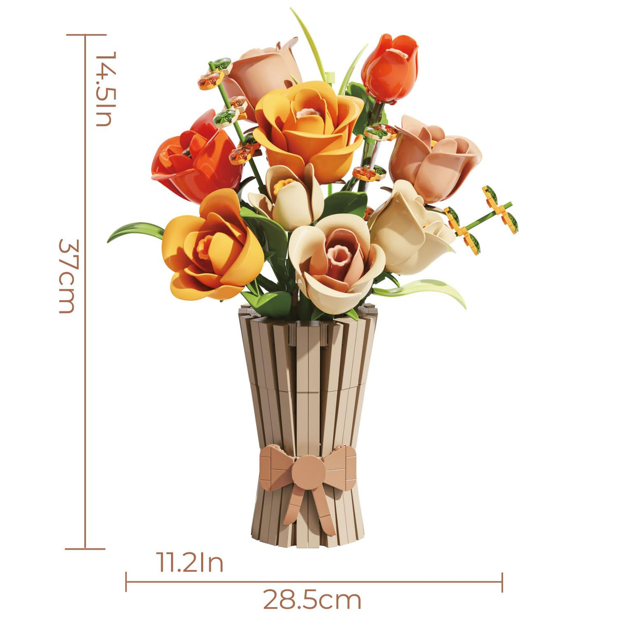 Bagari Roses Bouquet Building Set with vase for a complete centerpiece