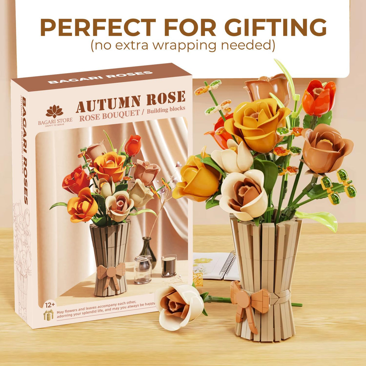 Bagari Roses Bouquet Building Set champagne roses for elegant touches