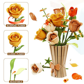 Bagari Roses Bouquet Building Set mocha roses provide warm tones