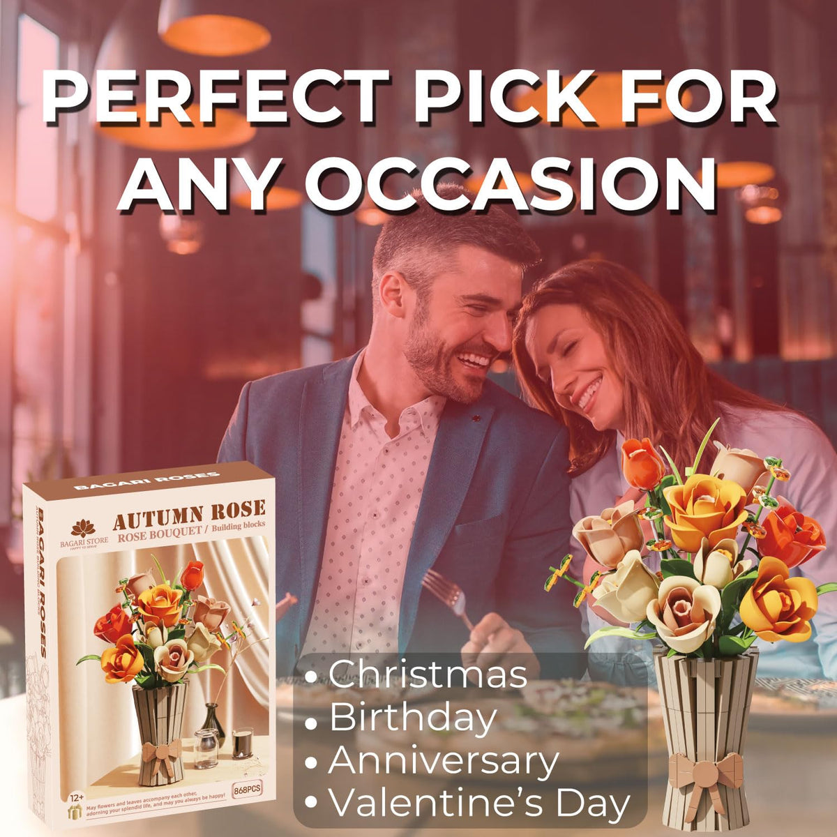 Bagari Roses Bouquet Building Set red roses add dramatic color to spaces