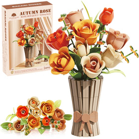 Bagari Roses Bouquet Building Set with rose petals for a lifelike display